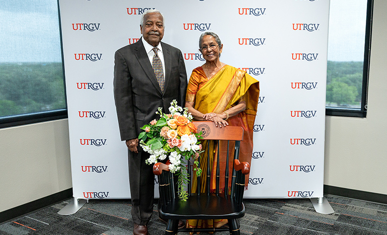 UTRGV celebrated the establishment of its first endowed chair in orthopaedic surgery on Tuesday, created by Drs. Subram G. and Elizabeth G. Krishnan, who have over 40 years of dedicated care in the Rio Grande Valley. UTRGV celebrated the establishment of its first endowed chair in orthopaedic surgery on Tuesday, created by Drs. Subram G. and Elizabeth G. Krishnan, who have over 40 years of dedicated care in the Rio Grande Valley.