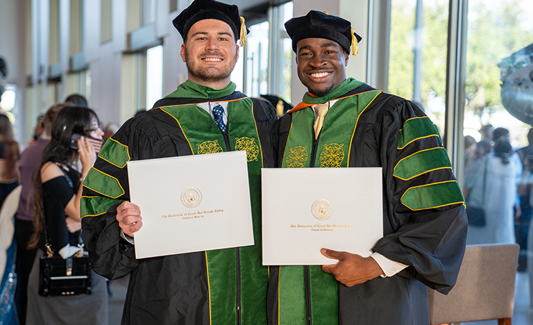 UTRGV School of Medicine graduated 50 students from its sixth cohort on Saturday, May 10, in Edinburg. These 50 join almost 300 graduates from the UTRGV School of Medicine. UTRGV School of Medicine graduated 50 students from its sixth cohort on Saturday, May 10, in Edinburg. These 50 join almost 300 graduates from the UTRGV School of Medicine.
