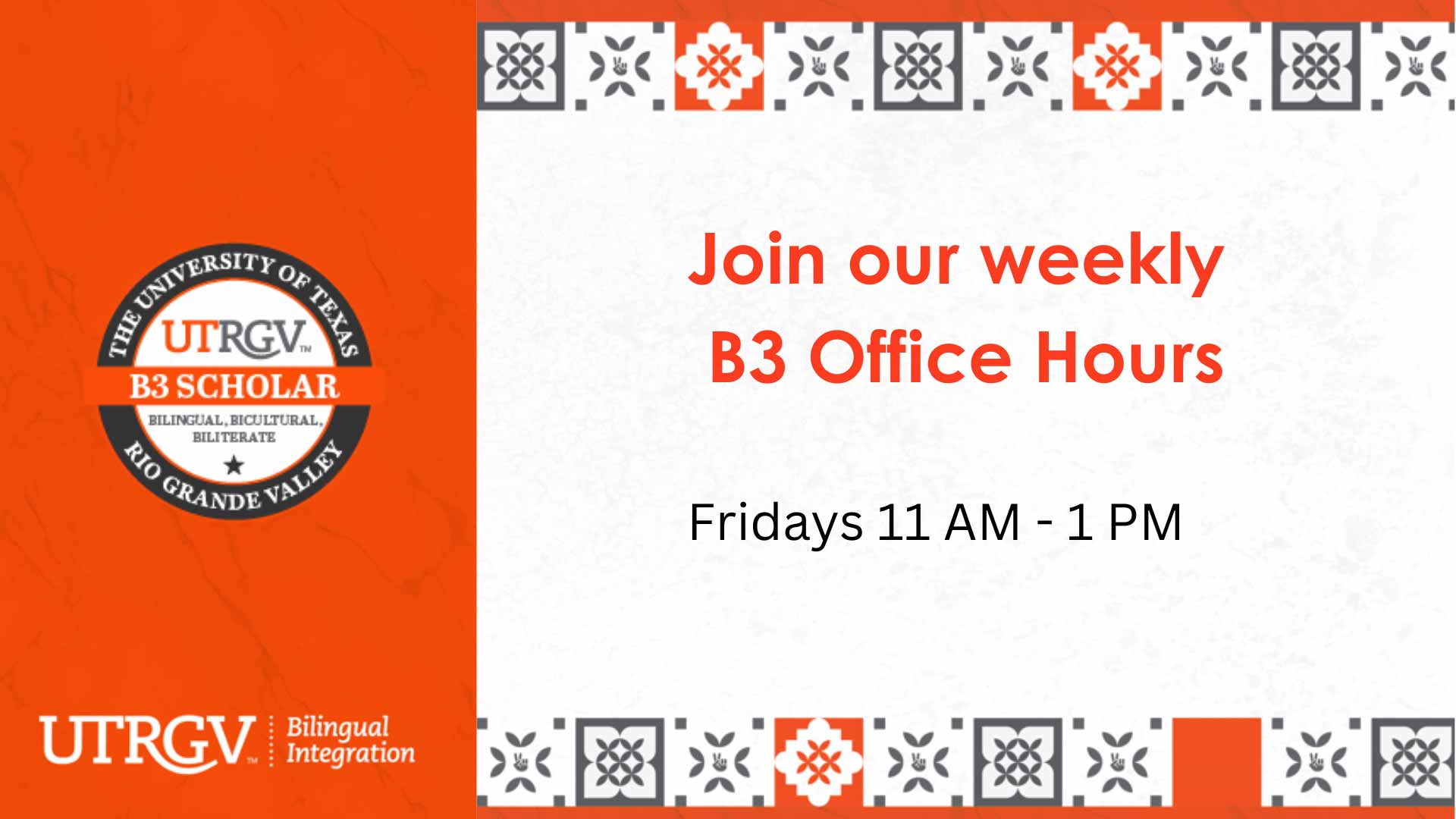 Join our weekly B3 Virtual hours on Friday office hours