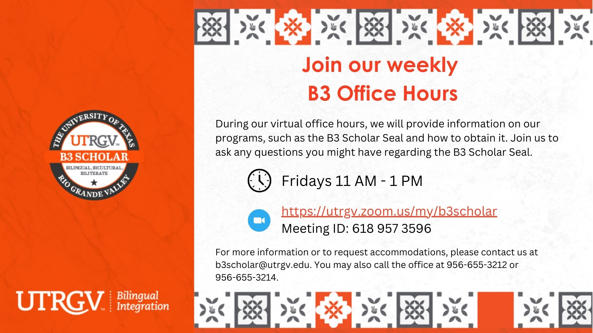 Join our weekly B3 Virtual hours on Friday office hours