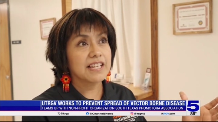 Dr. Teresa Patricia Feria-Arroyo giving KRGV an interview about vector borne diseases