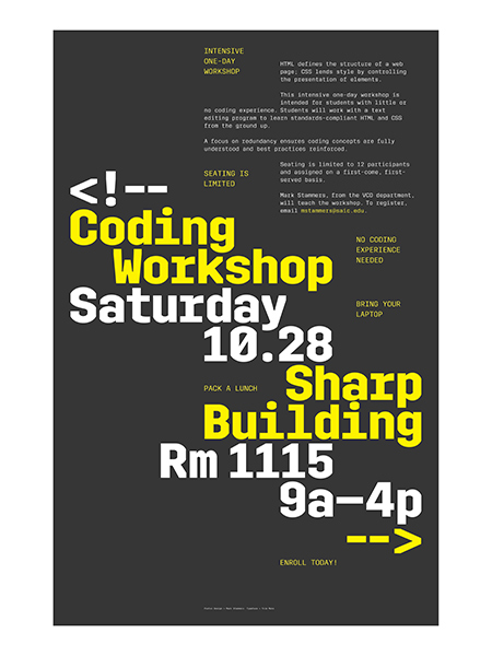 Coding Workshop Poster by Mark Stammers (Professional)