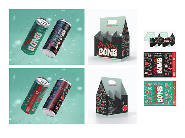 “Shirley Bomb” Craft Beverage Packaging Design by Taylor Grossman (Student)