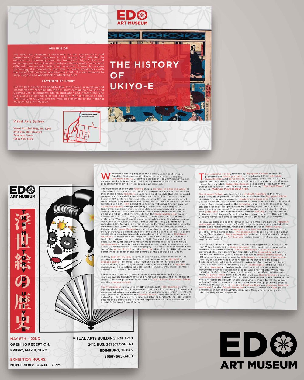 EAM Paper Zine / 11.7” x 16.5” / A foldable poster brochure for The History of Ukiyo-E exhibition.