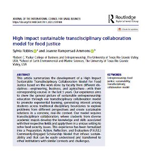 High Impact Sustainable Transdisciplinary Collaboration Model for Food Justice