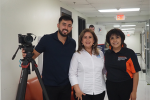 From left to right: KRGV reporter, Dr. Teresa Feria and Ms. Otila Garcia