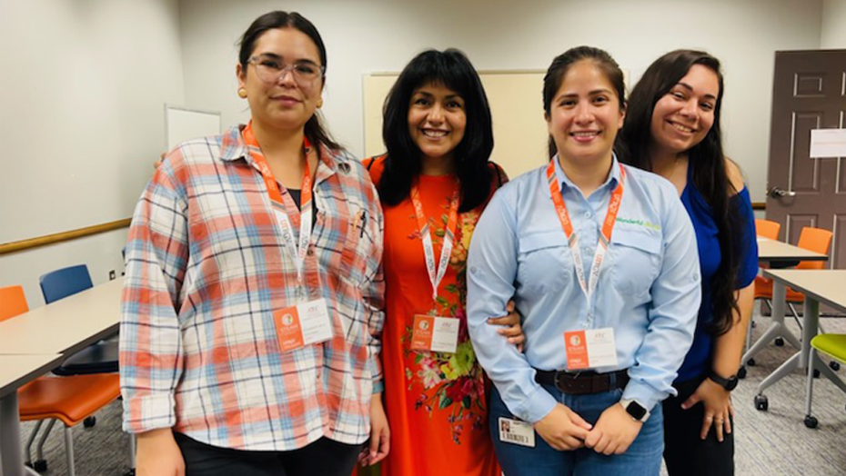 From left to right: Elizabeth Lopez, Dr. Feria, Gisel Garza, and Ruth Galan at the ARC
