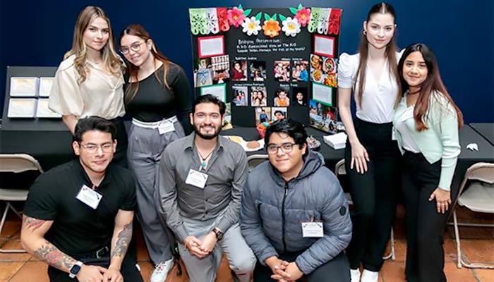 UTRGV students presenting their CESL project and how their majors connect to their roots at the Spring 2023 FIESTA Symposium. Page Banner 