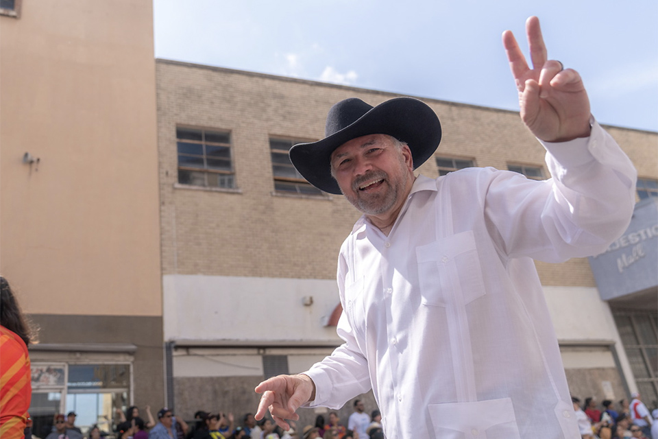 UTRGV President Guy Bailey celebrates 10 years of leadership at UTRGV this July. Here he participates in Charro Days in Brownsville in March 2024. (UTRGV Photo by David Pike)
