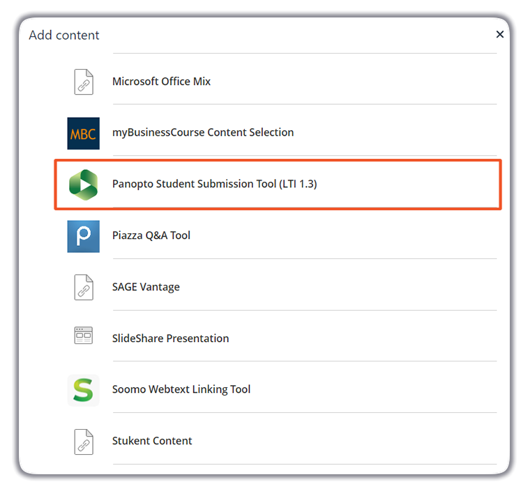 Panopto Student Video Submission Option