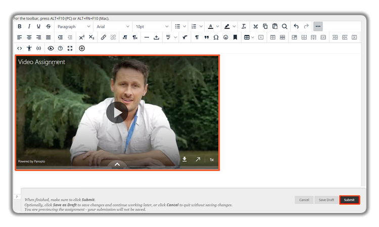 Submit video assignment
