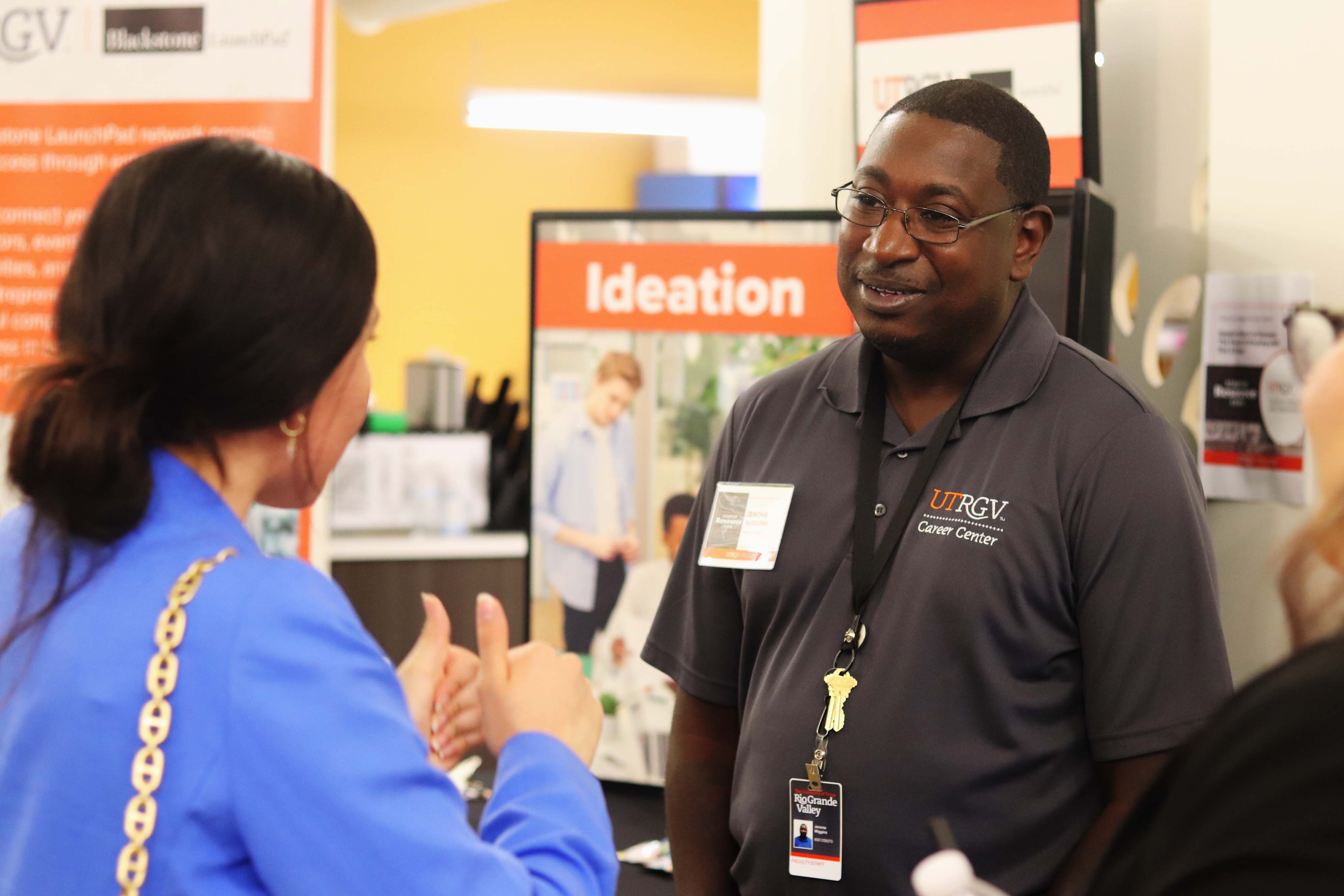 UTRGV staff interacts inside the CIC building in Weslaco 