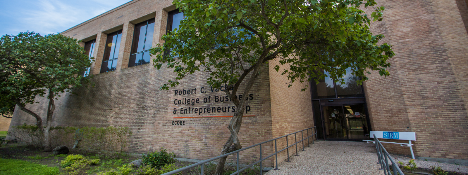 Exterior shot of Robert C. Vackar College of Business and Entrepreneurship building