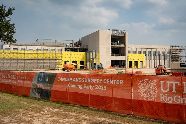 The UT Health RGV Cancer and Surgery Center is on track for completion in the last quarter of 2024, with patient access starting in February 2025. The $145 million center is a state-of-the-art facility that will offer several oncology services, such as diagnostic imaging, infusion therapy and outpatient cancer care, and will feature cutting-edge treatment options and compassionate cancer care for Valley patients. (UTRGV Photo by Mark Teiwes)